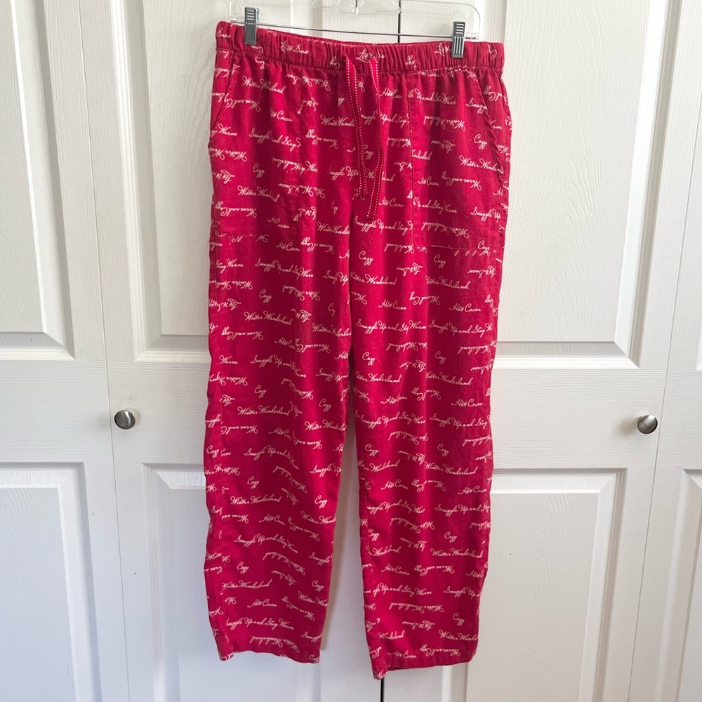 5 for $25! Joyspun Red Script Print Pajama Pants
